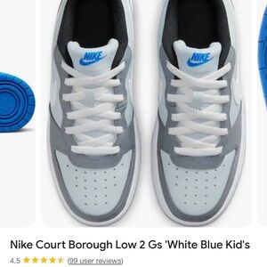 Nike Court Borough Low 2 Gray and White Sneakers Size 3.5y
